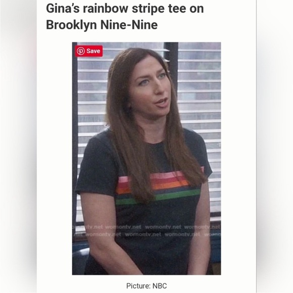 Reformation "70s Tee" Retro Rainbow Stripe Black
Short Sleeve Shirt. - Picture 3 of 8